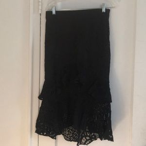 Black lace high-low skirt